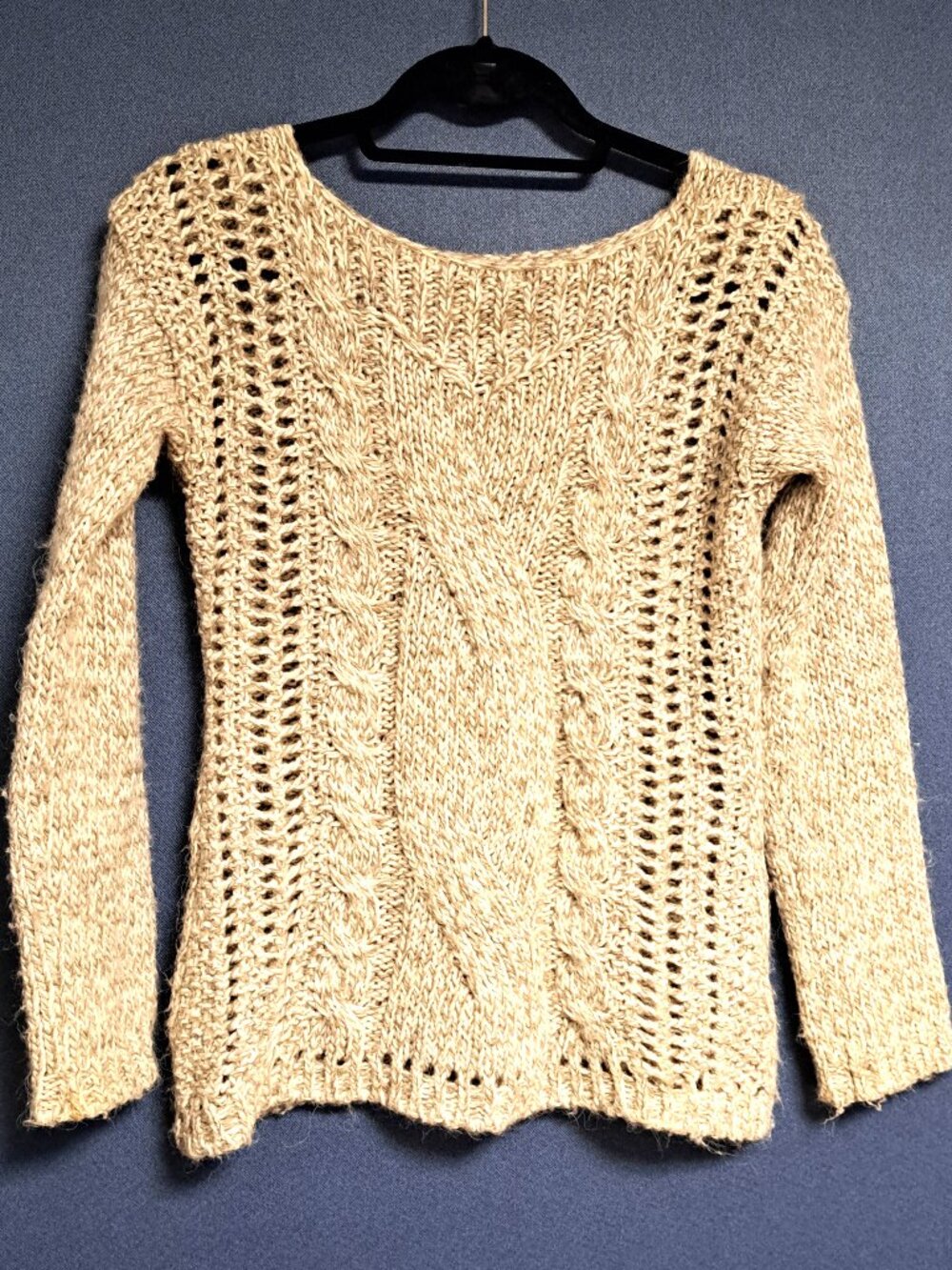 MADE IN ITALY BERRETTI LADIES KNIT SWEATER SIZE SMALL OATMEAL WOOL ALPACA SOFT